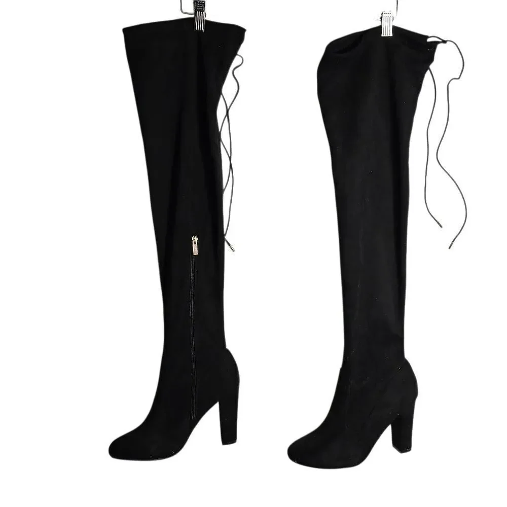 Journee Maya Block Heel Black Over The Knee Boots